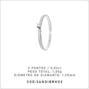Anel Solitário 4 garras 3 Pontos