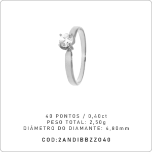 Anel Solitário 4 garras 40 Pontos
