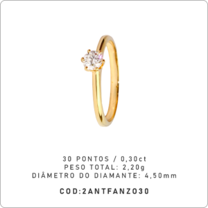 Anel Solitário 6 Garras 30 Pontos