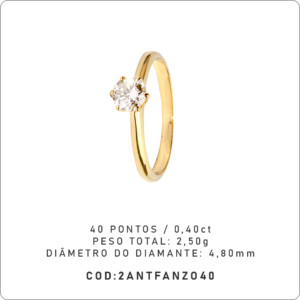 Anel Solitário 6 Garras 40 Pontos