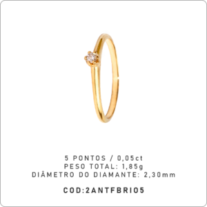 Anel Solitário 6 Garras 5 Pontos
