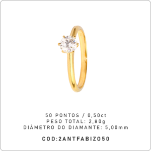 Anel Solitário 6 Garras 50 Pontos