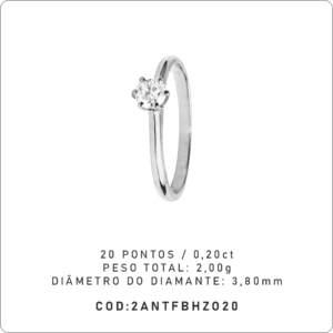 Anel Solitário 6 Garras 20 Pontos