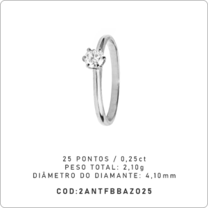 Anel Solitário 6 Garras 25 Pontos