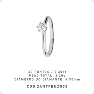 Anel Solitário 6 Garras 30 Pontos
