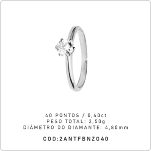Anel Solitário 6 Garras 40 Pontos