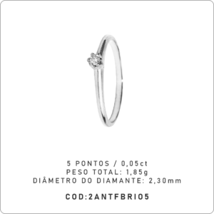 Anel Solitário 6 Garras 5 Pontos