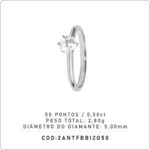 Anel Solitário 6 Garras 50 Pontos